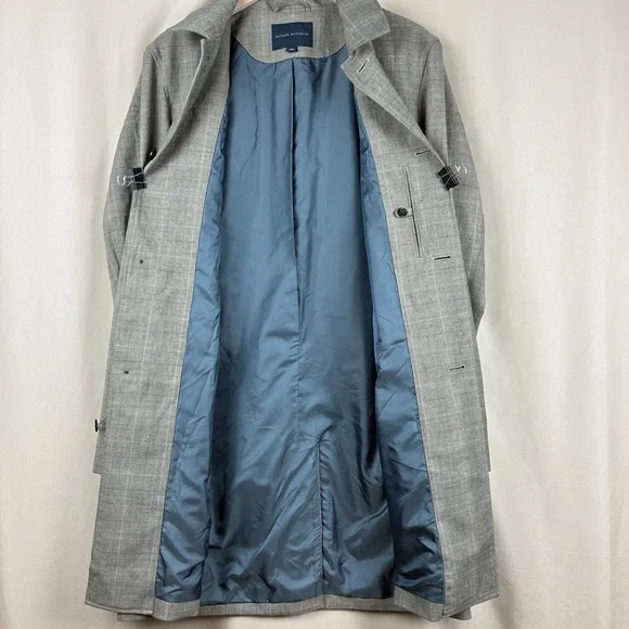 Banana Republic Mens Plaid Wool Blend Coat L Tailored Quiet Luxury Dark Academia - Picture 8 of 16